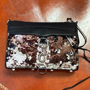 Rebecca Minkoff Sequin Crossbody Bag - Black and Silver